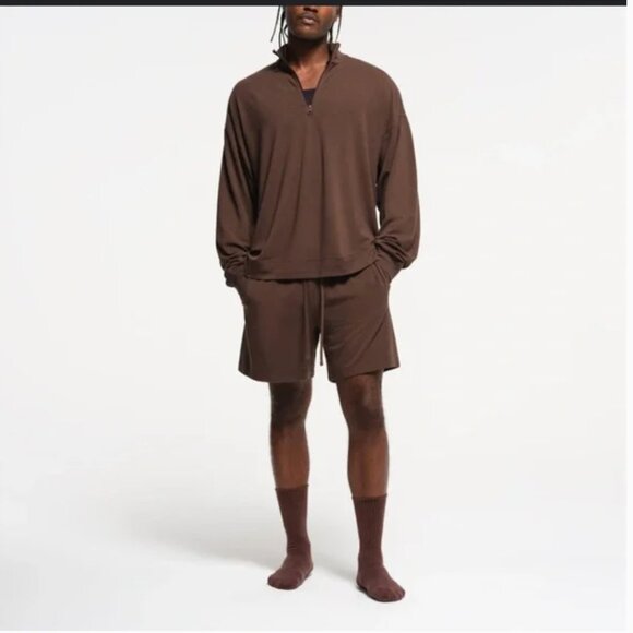 NWT SKIMS Jersey Lounge Quarter Zip Pullover - Mud XL - Picture 1 of 1